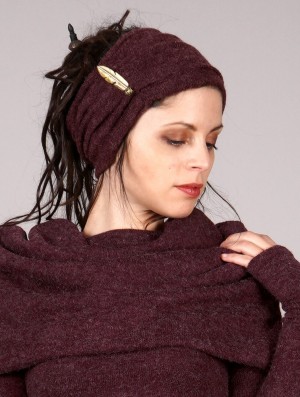 Toonzshop Aikköoz Feathered Headband Hoeden Dames Wine | KN7263508