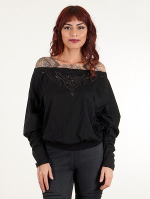 Toonzshop Aliyan Zohraa Batwing Sleeves Top Topjes Dames Zwart | NS4569130