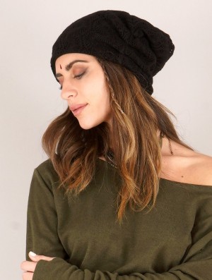 Toonzshop Aslan Pleated Crochet Beanie Muts Dames Zwart | LY9037456