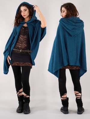 Toonzshop Danae Hooded Cape Poncho's Dames Blauw | DH0784216