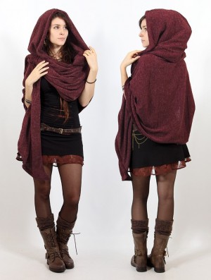 Toonzshop Danae Hooded Cape Poncho's Dames Mottled wine | IA8307965