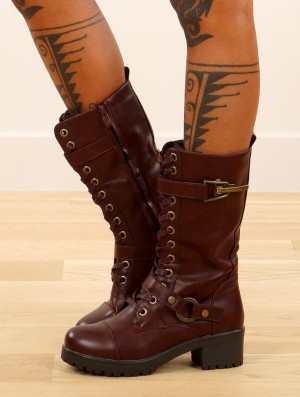 Toonzshop Dezba High Boots Laarzen Dames Auburn and old brass details | XY9584137