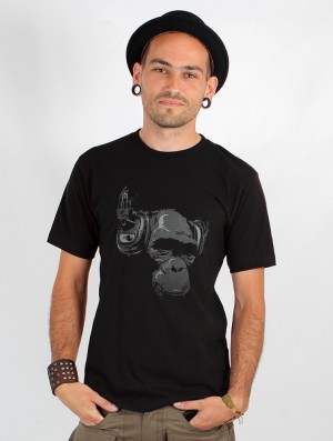 Toonzshop Dj Monkey Printed Short Sleeve T-shirt T-Shirt Heren Zwart | TP0538294