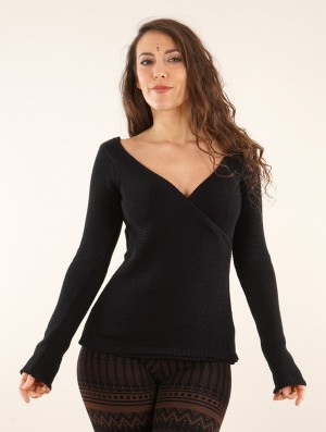 Toonzshop Endarial Reversible Open Work Knit Sweater Trui Dames Zwart | KU0286495