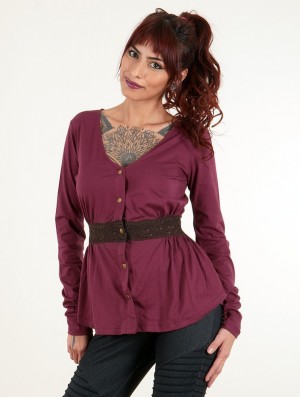 Toonzshop Heldaria Long Sleeve Peplum Top Topjes Dames Wine | LO6539827