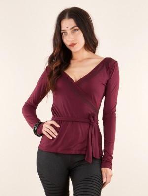 Toonzshop Irwaen Indie Long Sleeve Top Topjes Dames Wine | DS5310879