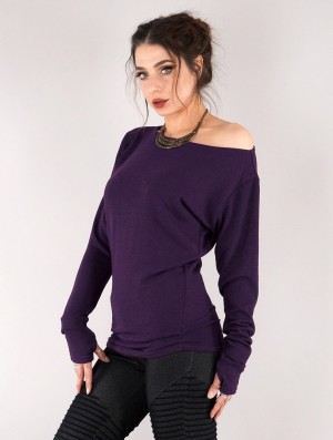 Toonzshop Kayäaz Batwing Sleeve Sweater Trui Dames Paars | FB9061748