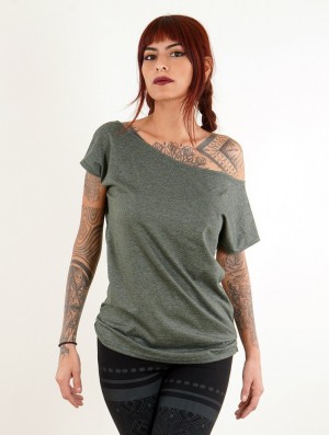 Toonzshop Kayäazü Boat Neck Loose T-shirt T-Shirt Dames Groen | BQ6043578