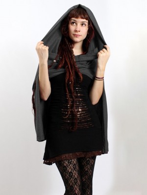 Toonzshop Magik Hooded Cape Poncho's Dames Donkergrijs | TR9102673