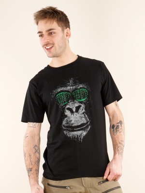 Toonzshop Matrix Gorilla Printed Short Sleeve T-shirt T-Shirt Heren Zwart | HN9270163