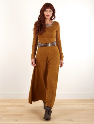 Toonzshop Melisandre Crochet Long Sleeve Long Sweater Dress Jurk Dames Rusty | RA8375260