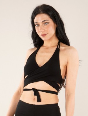 Toonzshop Nahri Crop Top Bra With Deep Halter Neckline BH Dames Zwart | UQ8046379