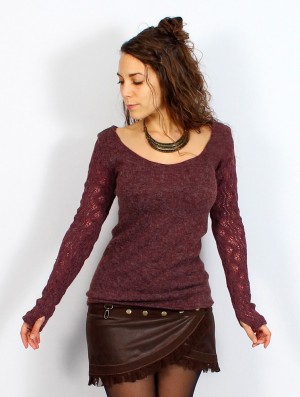 Toonzshop Oroshï Crochet Sleeve Sweater Trui Dames Wine | ZI3529768