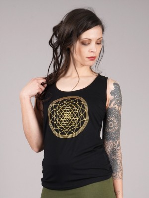 Toonzshop Sacred Geometry Top Topjes Dames Zwart | EI6439152