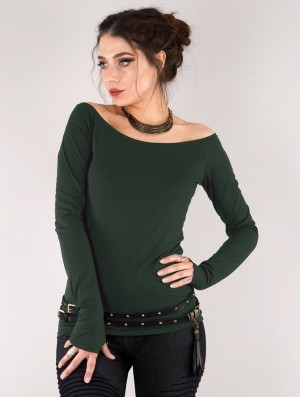 Toonzshop Saädiya Long Sleeve Top Topjes Dames Groen | KI8249710