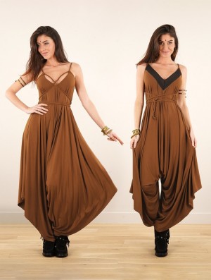 Toonzshop Topäaz Loose And Reversible Strappy Jumpsuit Jumpsuit Dames Caramel | PC0213895