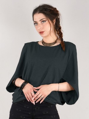 Toonzshop Wala Batwing Sleeve Oversize Top Topjes Dames Zwart | AD4038762