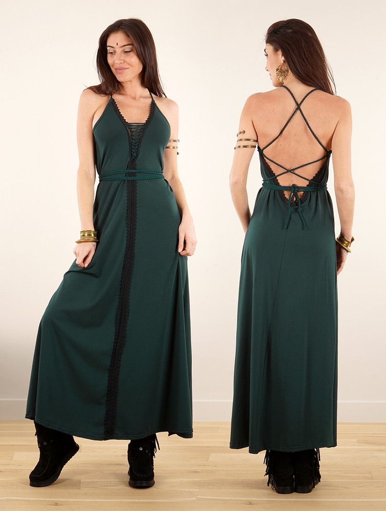 Toonzshop Amulette Lace-up Split Long Dress Jurk Dames Pauw | NY6532810