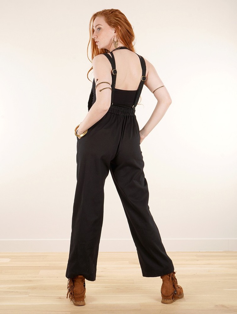 Toonzshop Anardil Strappy Bar Back Jumpsuit With Crochet Jumpsuit Dames Zwart | ET1854279