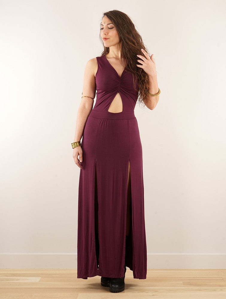 Toonzshop Andreas Long Split Strappy Dress Jurk Dames Wine | AL5024618