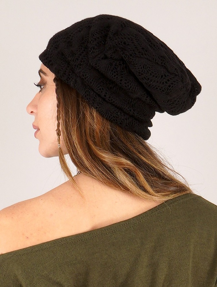 Toonzshop Aslan Pleated Crochet Beanie Muts Dames Zwart | LY9037456