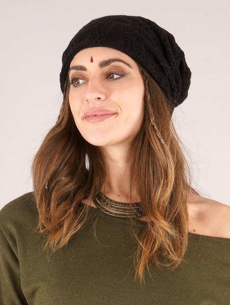 Toonzshop Aslan Pleated Crochet Beanie Muts Dames Zwart | LY9037456