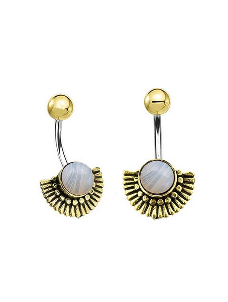 Toonzshop Aylin Botswana Agate Golden Brass Belly Piercing BH Dames | ZI8697403