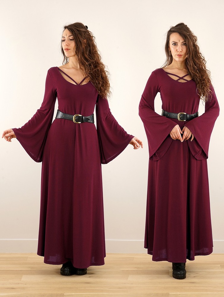 Toonzshop Black Moon Reversible Long Dress Jurk Dames Wine | FE9145728