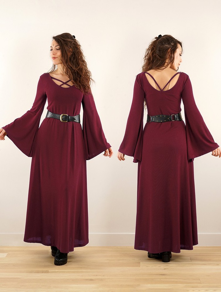 Toonzshop Black Moon Reversible Long Dress Jurk Dames Wine | FE9145728