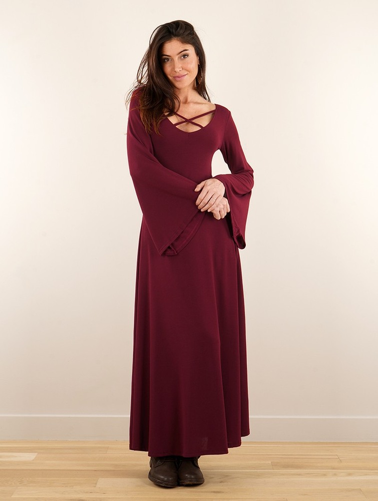 Toonzshop Black Moon Reversible Long Dress Jurk Dames Wine | FE9145728