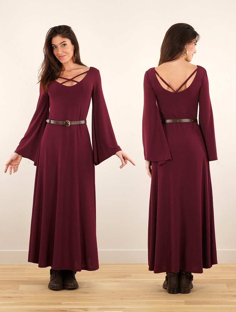 Toonzshop Black Moon Reversible Long Dress Jurk Dames Wine | FE9145728