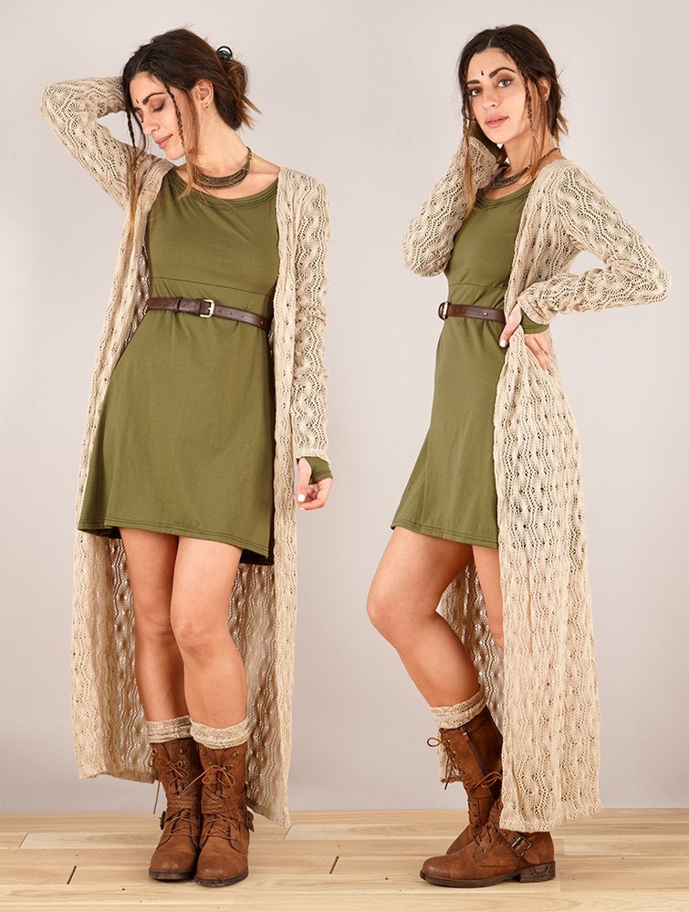 Toonzshop Boheme Crochet Long Cardigan Cardigan Dames Beige | UC4763801