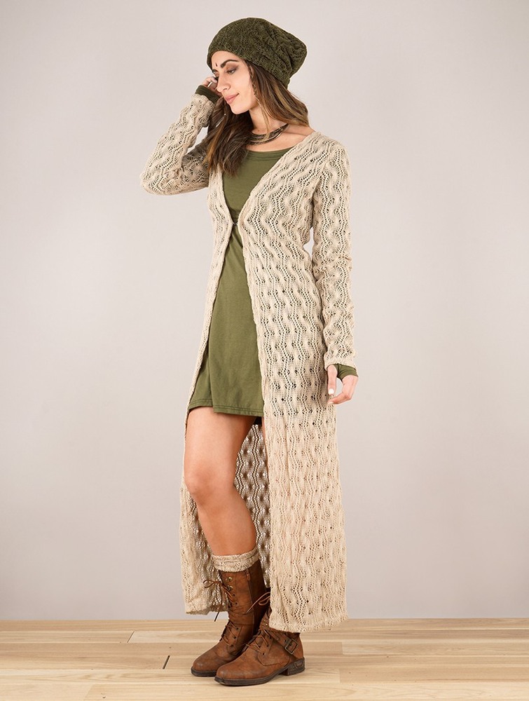 Toonzshop Boheme Crochet Long Cardigan Cardigan Dames Beige | UC4763801