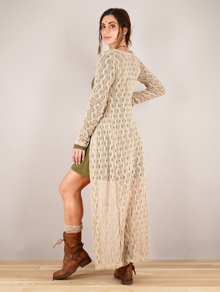 Toonzshop Boheme Crochet Long Cardigan Cardigan Dames Beige | UC4763801