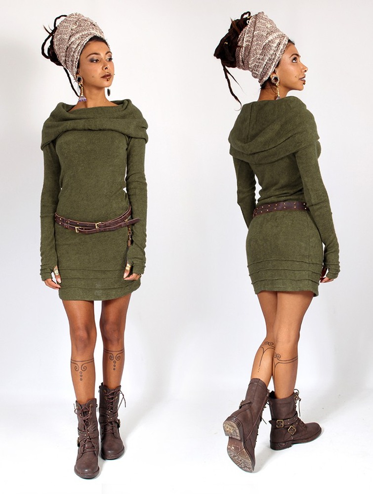 Toonzshop Chryzalide Sweater Dress Jurk Dames Groen | QC7903841