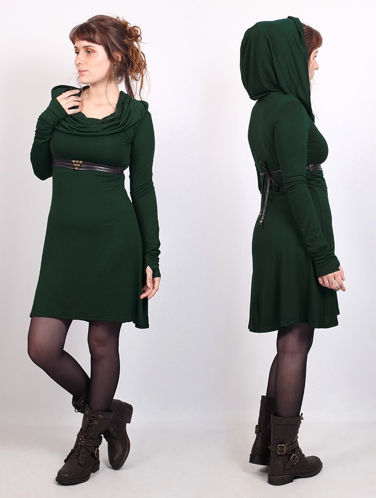 Toonzshop Chryzz Hooded Long Sleeve Dress Jurk Dames Groen | FP3670528