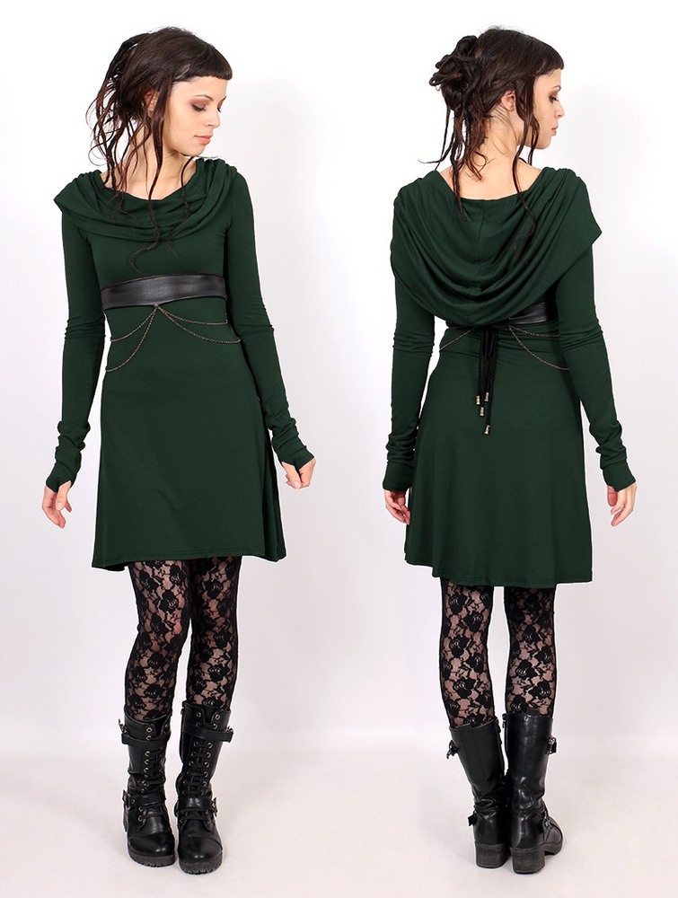 Toonzshop Chryzz Hooded Long Sleeve Dress Jurk Dames Groen | FP3670528