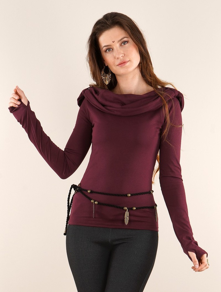 Toonzshop Chryzz Long Sleeve Top Topjes Dames Wine | NY3902647