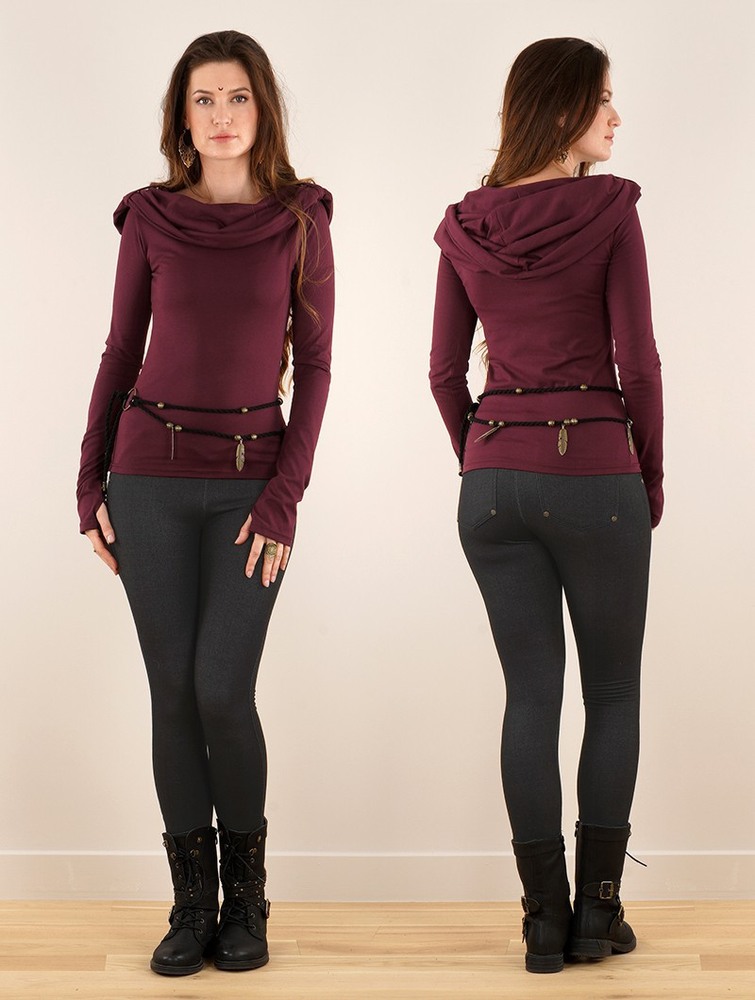 Toonzshop Chryzz Long Sleeve Top Topjes Dames Wine | NY3902647