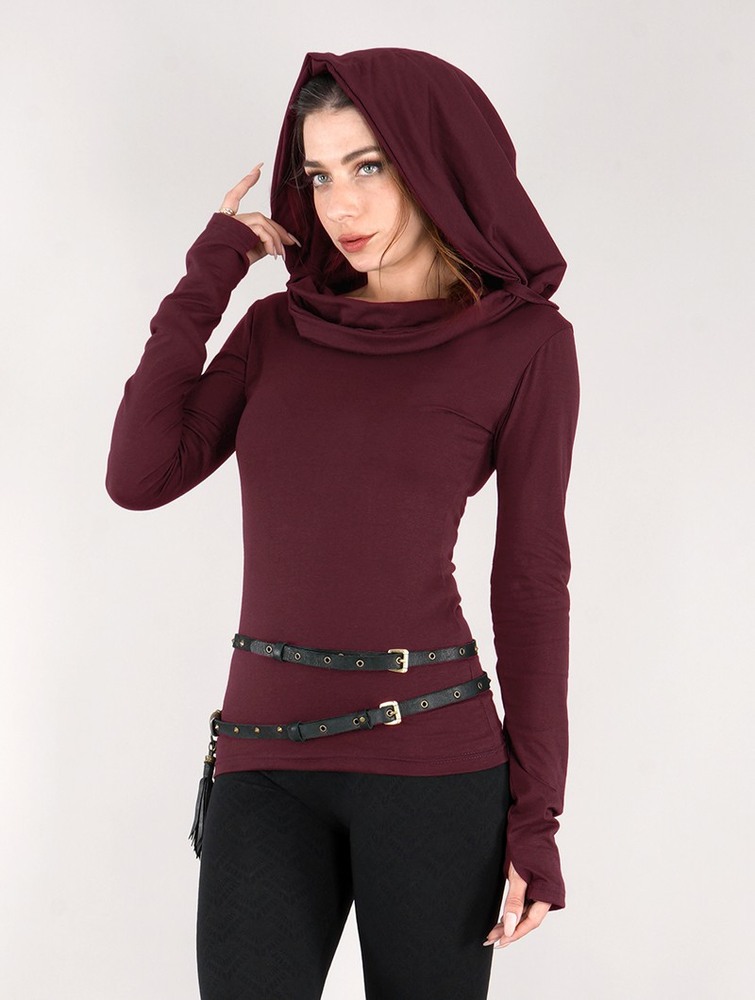 Toonzshop Chryzz Long Sleeve Top Topjes Dames Wine | NY3902647