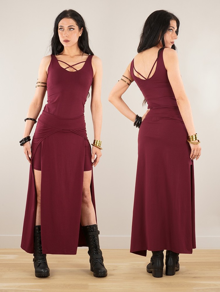 Toonzshop Creature Split Long Skirt Rok Dames Wine | MI5712946