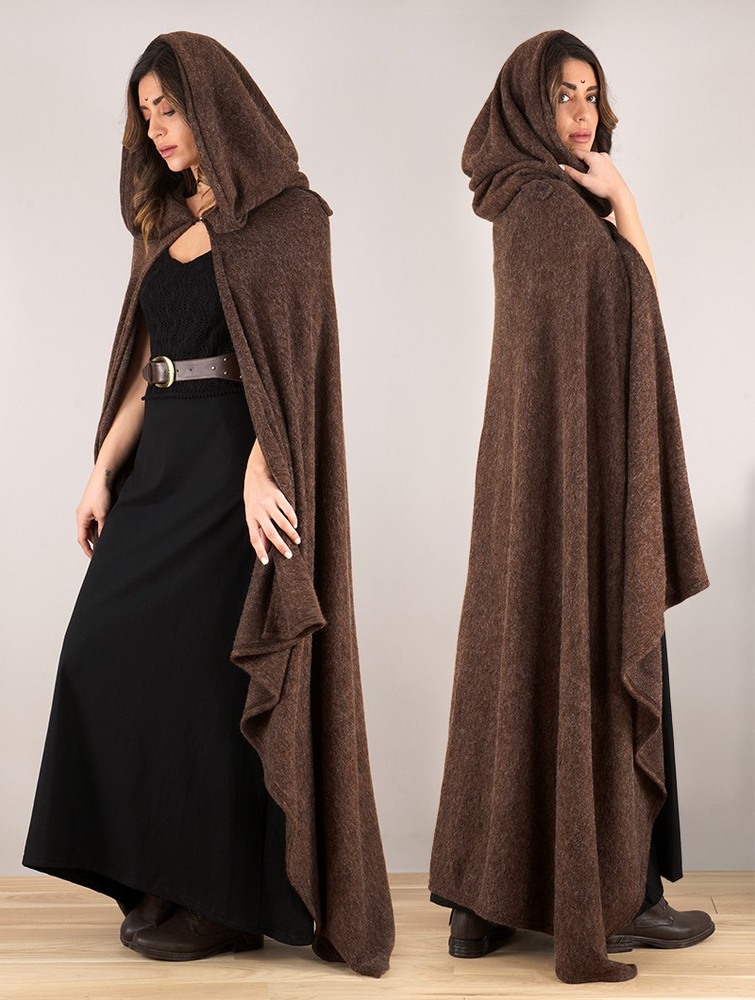 Toonzshop Danäa Hooded Long Cape Poncho's Dames Bruin | VQ3860527