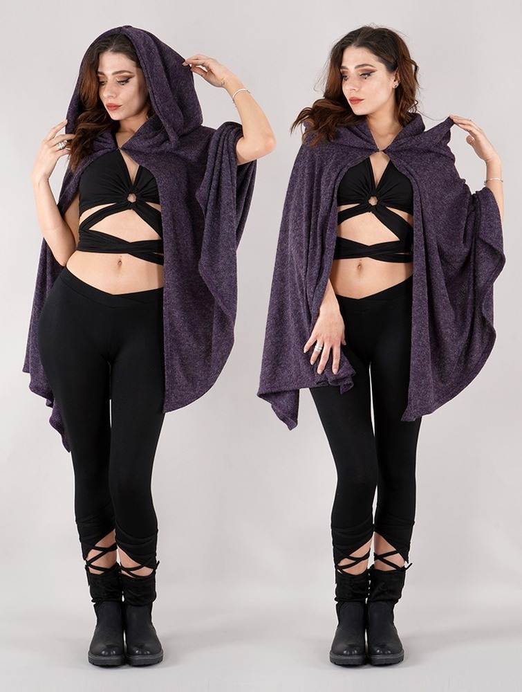 Toonzshop Danae Hooded Cape Poncho's Dames Paars | QV5827061