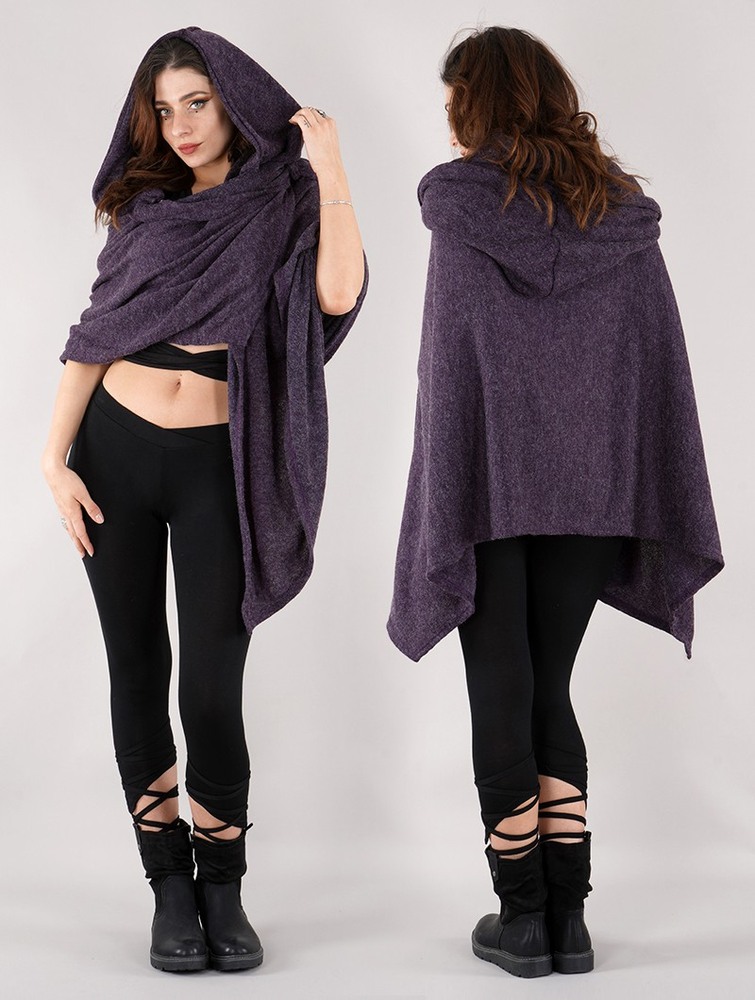 Toonzshop Danae Hooded Cape Poncho's Dames Paars | QV5827061