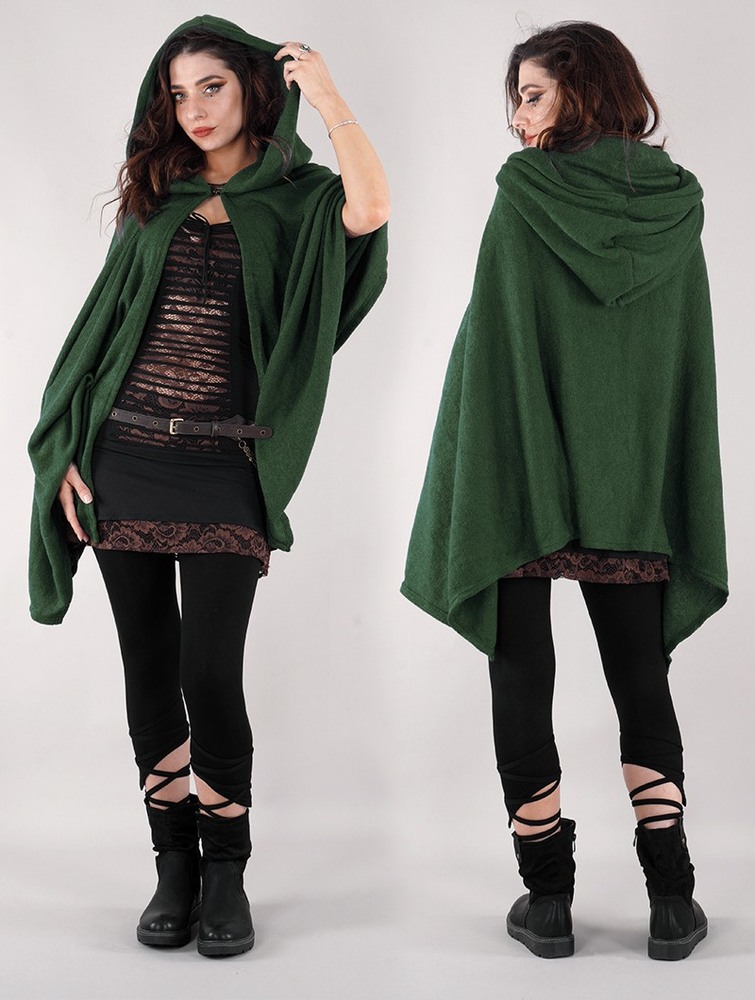 Toonzshop Danae Hooded Cape Poncho's Dames Groen | BR8674519