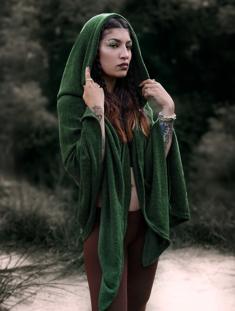 Toonzshop Danae Hooded Cape Poncho's Dames Groen | BR8674519