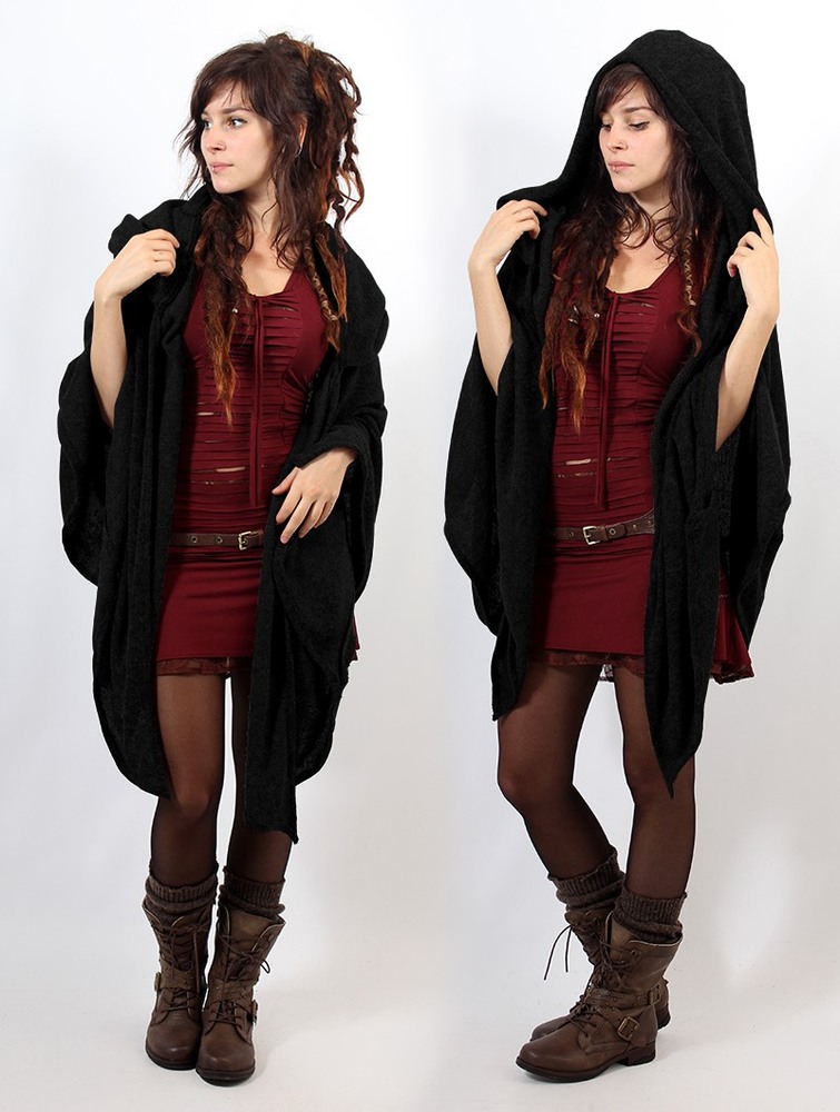 Toonzshop Danae Hooded Cape Poncho's Dames Zwart | KN4058273