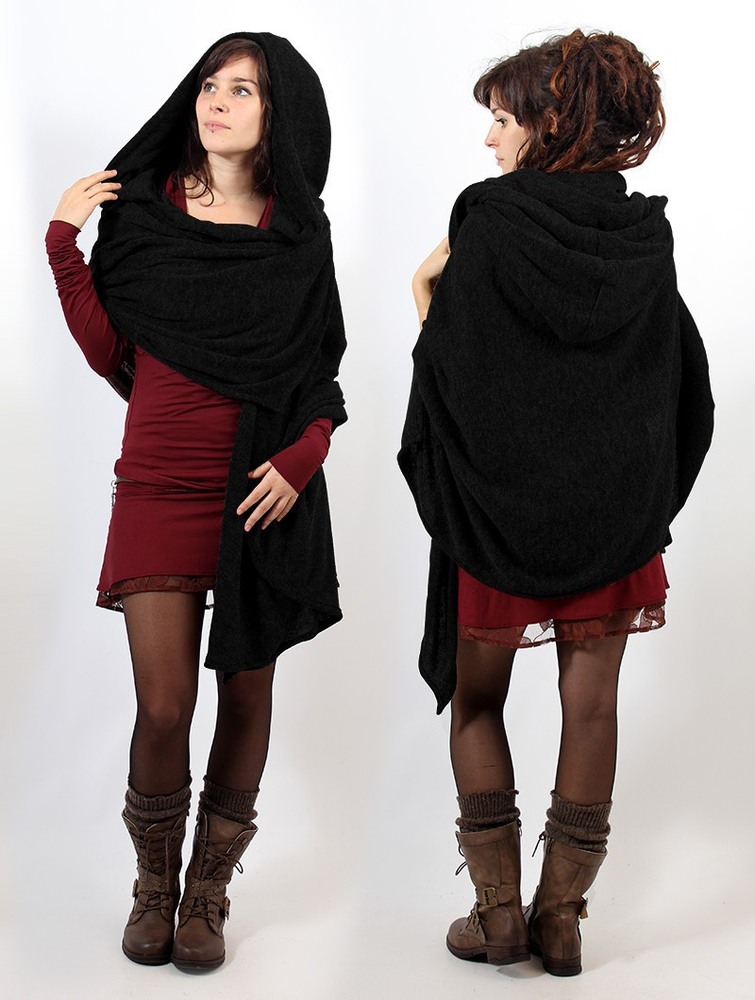 Toonzshop Danae Hooded Cape Poncho's Dames Zwart | KN4058273