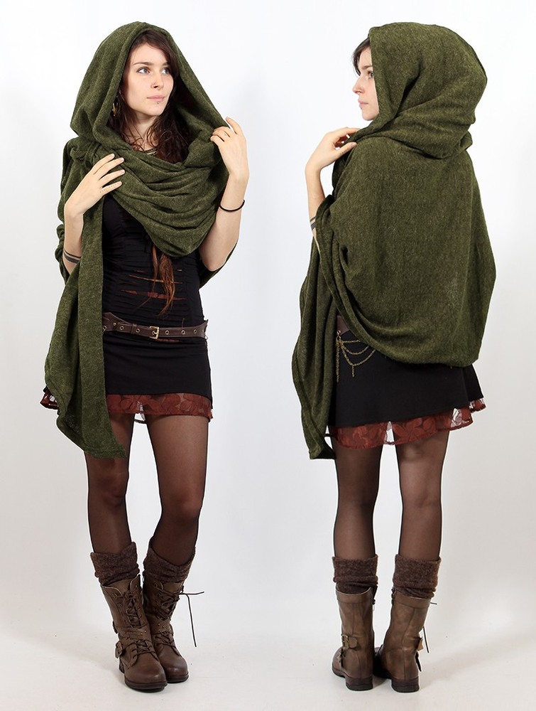 Toonzshop Danae Hooded Cape Poncho's Dames Groen | TQ8571694