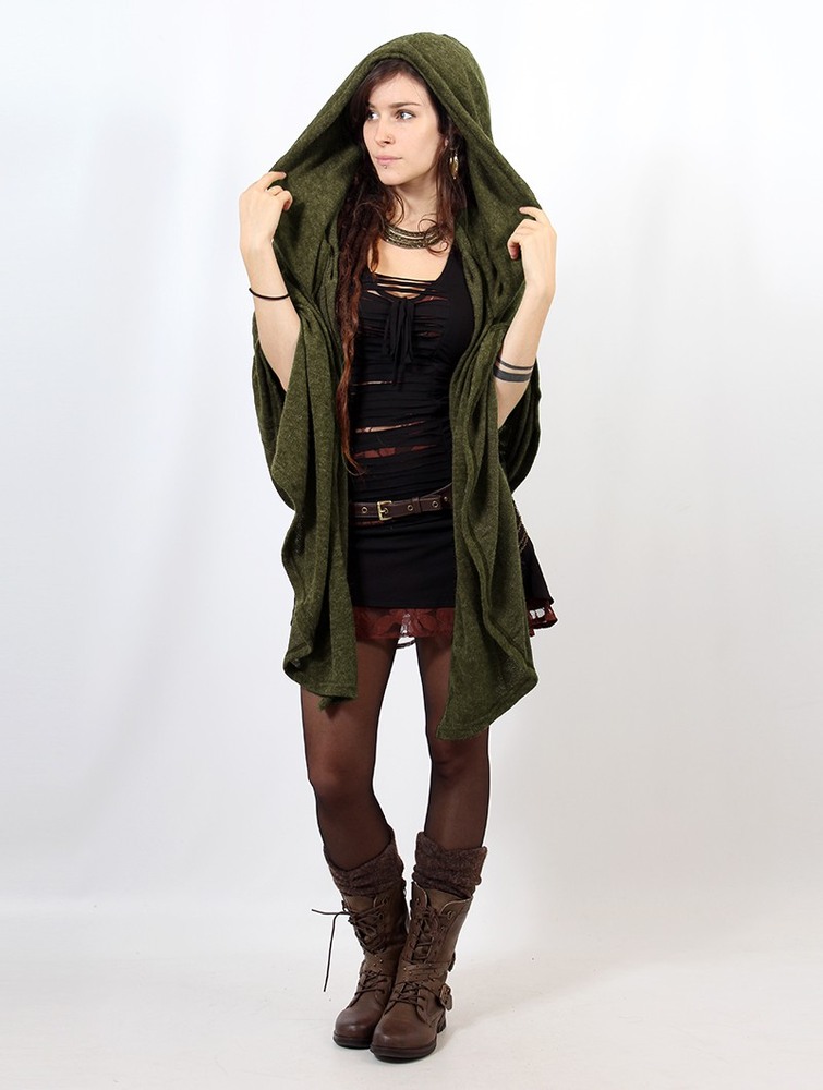 Toonzshop Danae Hooded Cape Poncho's Dames Groen | TQ8571694